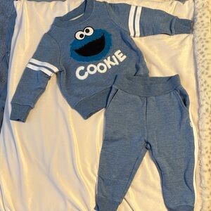 Little Sleepies Cookie Monster Sweatshirt and Jogger Outfit Set 6-12M